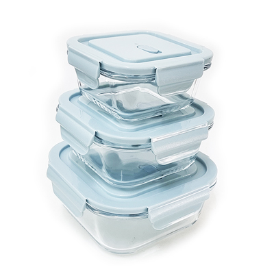 GW6, GW7, GW8 - Borosilicate Glass Container with Lid - Square Shaped (1 Compartment)